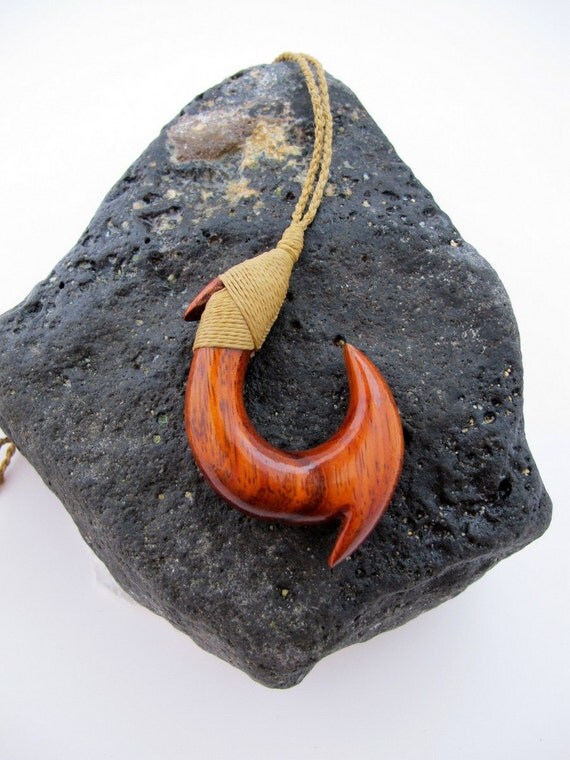 Hawaiian Koa Wood Fish Hook by KoaKarver on Etsy
