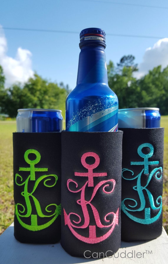 Initial with Anchor Design Koozies Personalized by CanCuddler