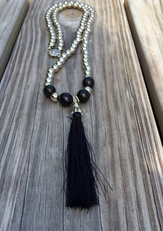 Items Similar To Tassel Beaded Silver Necklace On Etsy 3619