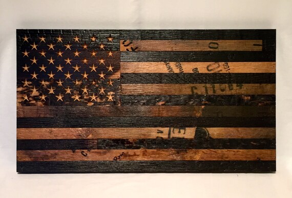 Bourbon Whiskey Barrel Flag. USA Flag from oak by RiverDriveLumber