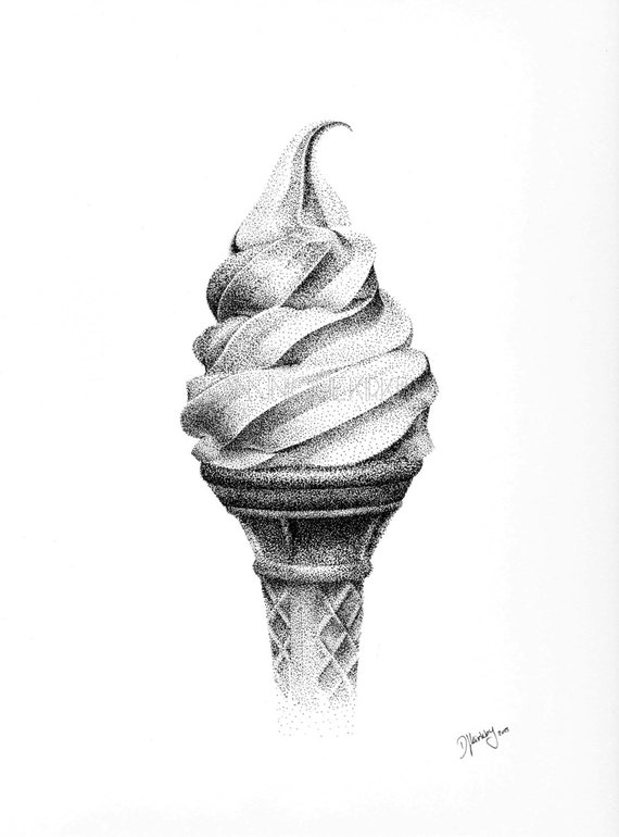 Soft Serve Fine Liner Drawing Print