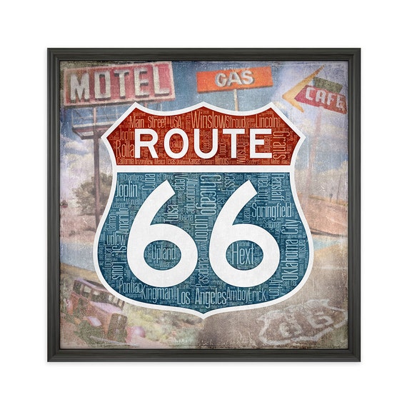 Route 66 Sign Word Art Print Road Trip Artwork by KinAndCaboodle