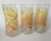 Vintage Libbey Yellow Orange OmbrÃ© Wheat Glass Tumblers