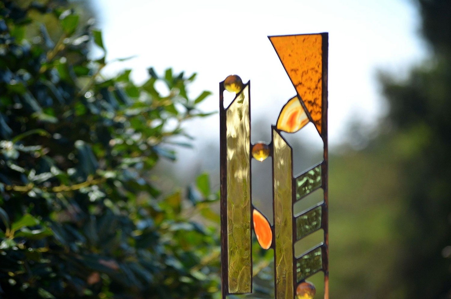 Stained Glass Yard Art Garden Sculpture by WindsongGlassStudio