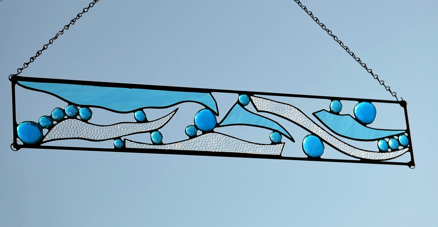 Stained Glass Hanging Panel Swivel Vertical Hanging Panel or