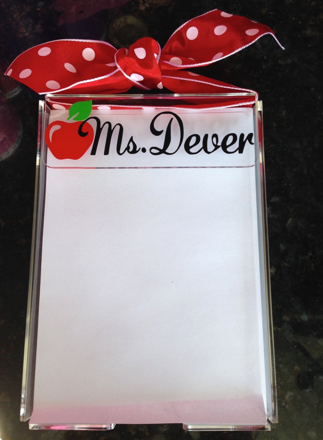 Personalized Acrylic Notepad Holder with paper Paper