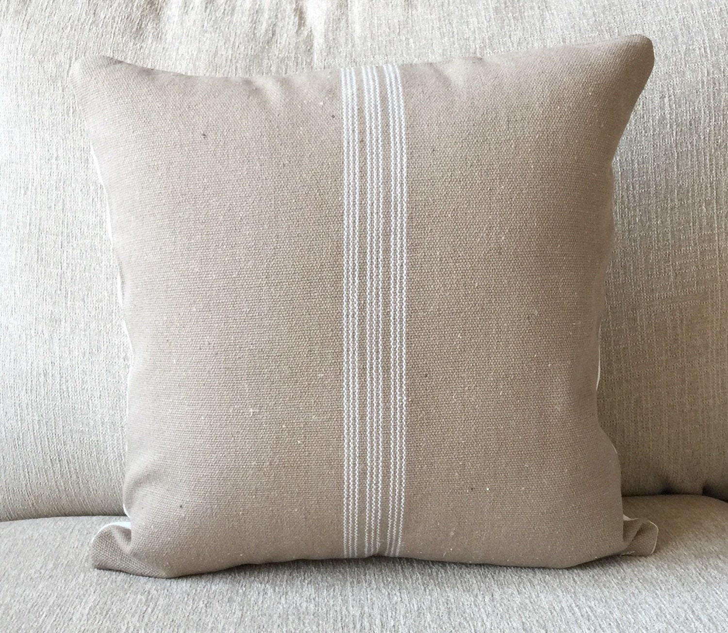 Decorative pillow throw pillow farmhouse grainsack feed