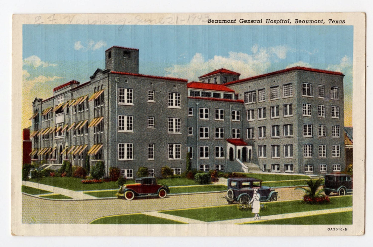 Beaumont General Hospital Beaumont Texas vintage post card