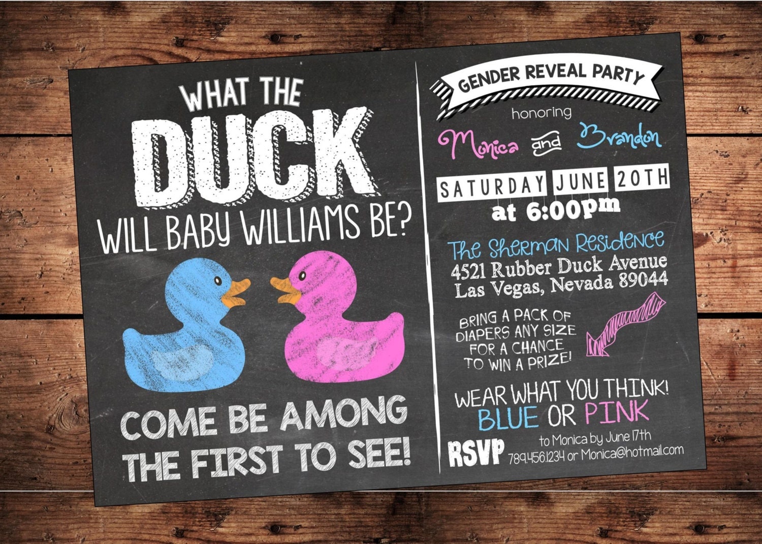 Funny Duck Gender Reveal Invitation What the Duck will Baby