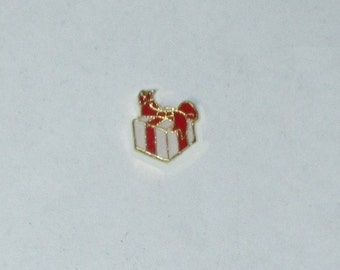 Red White Gift Box Package HGC1515-1 Gold Floating Charm for Glass Memory Locket