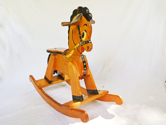 wooden riding rocking horse