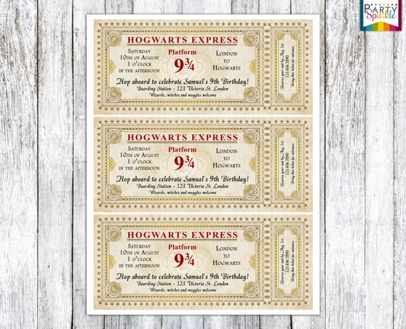 Poudlard Express Ticket Invitation Harry Potter par PartySparkle