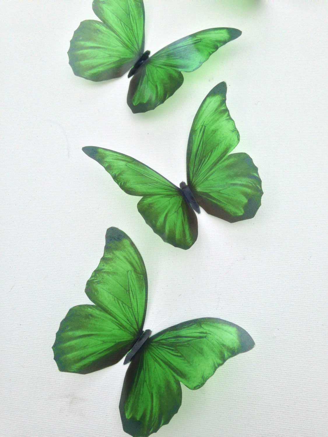 4 Deep Emerald Green in Flight 3D Butterflies Wall Butterfly