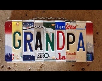 GRANDPA License Plate Sign - Gift for Grandpa - mancave sign - recycled license plates - Father's Day gift for grandpa