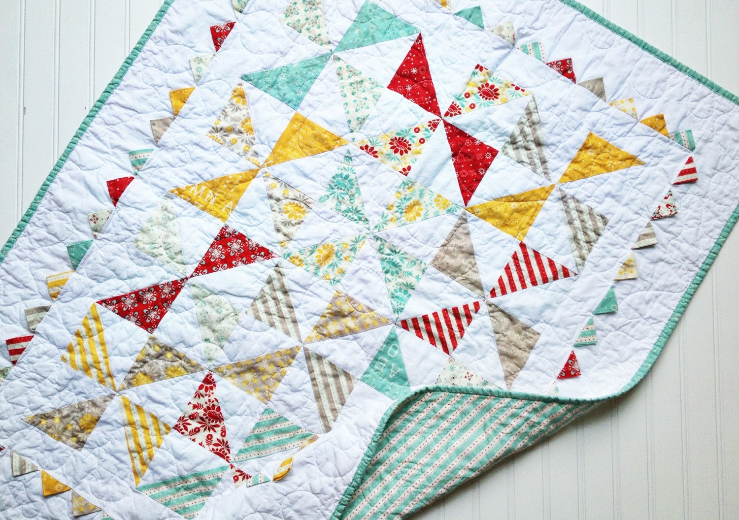 Vintage style Baby Quilt pinwheel quilt Nursery quilt by SewEMG