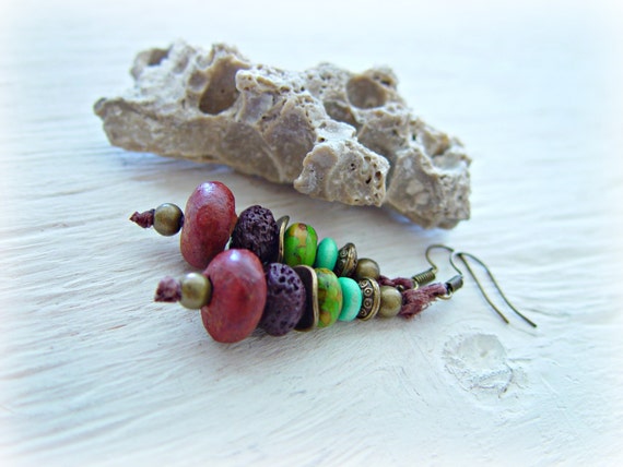 Boho Earrings Boho Jewelry Hippie Earrings Tribal Earrings Boho Feather Earrings Yoga 9866