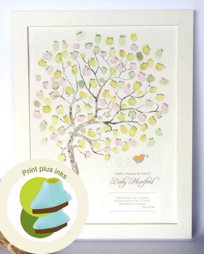 LARGE A3 Baby shower fingerprint tree diy baby room decor