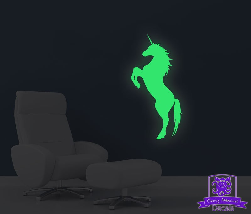 Glow in the Dark Rearing Unicorn Wall Decal