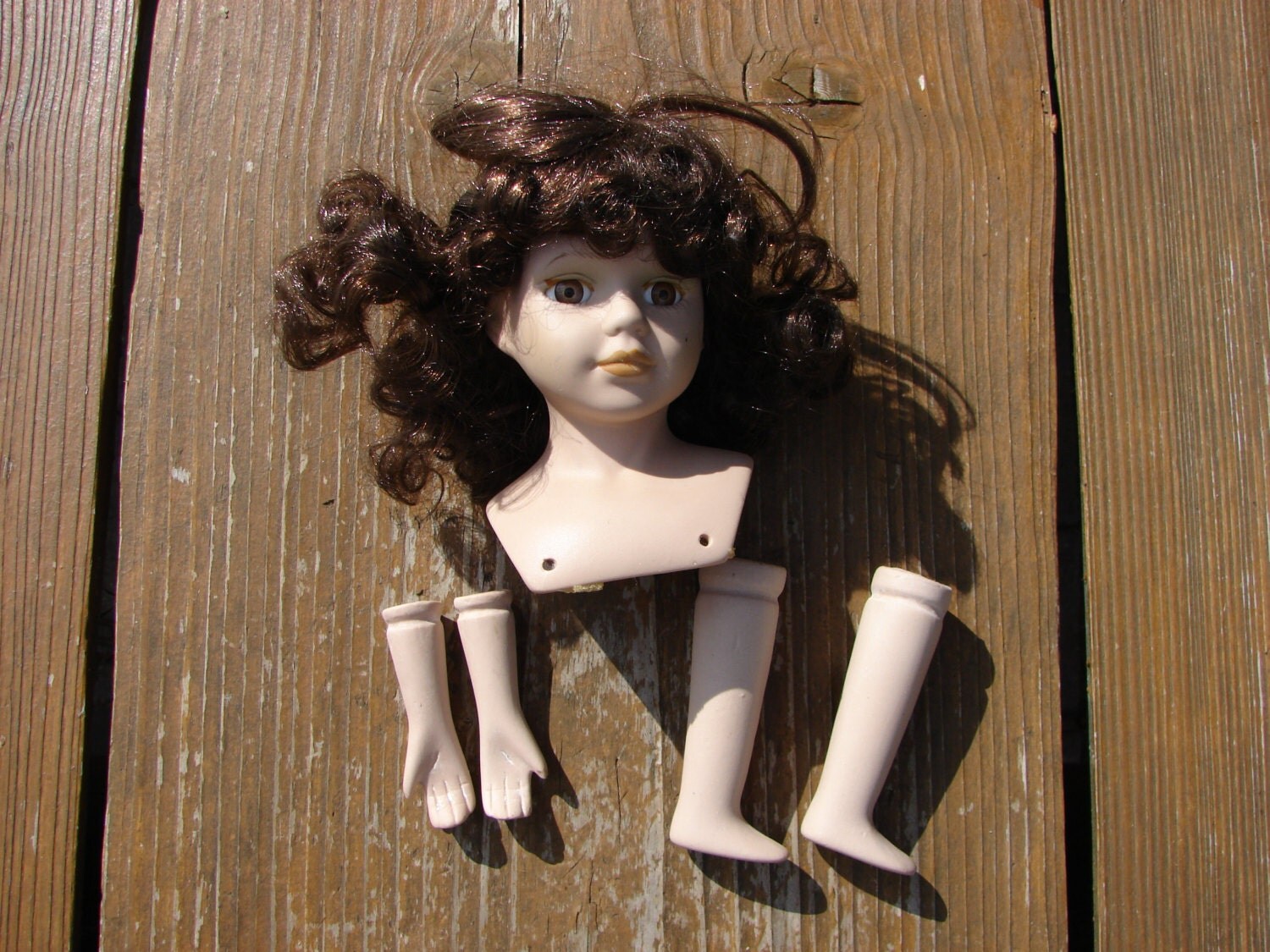 Vintage Porcelain Doll Parts Complete Set Head Arms and