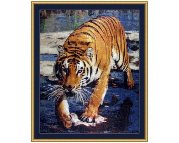 Tiger Run, Cross Stitch Kit Tiger, Large