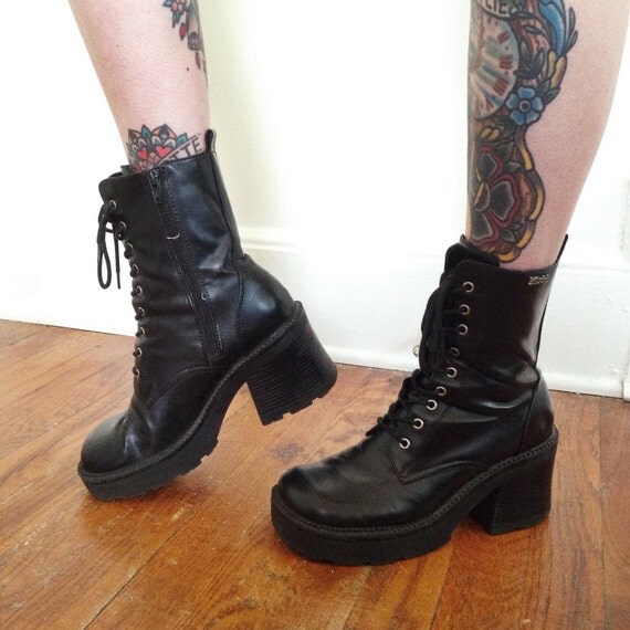 chunky black boots 90s