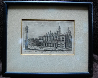 Original Antique Roman Architecture Miniature Copper Engraving Print - New Lower Price