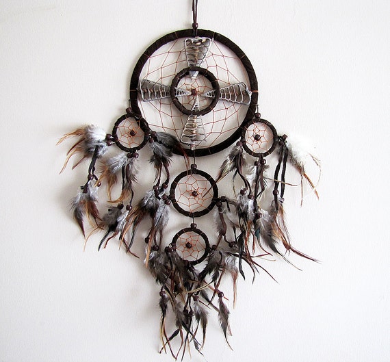 Native American Legend -Suede Dream Catcher With Sea Snail Shell - Five ...