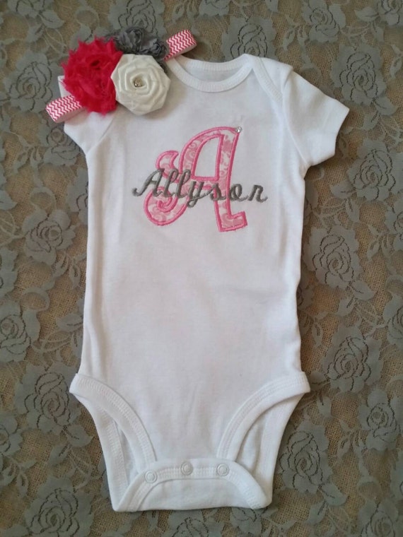 Baby Girl personalized onesie. by TinyTotsCottage on Etsy