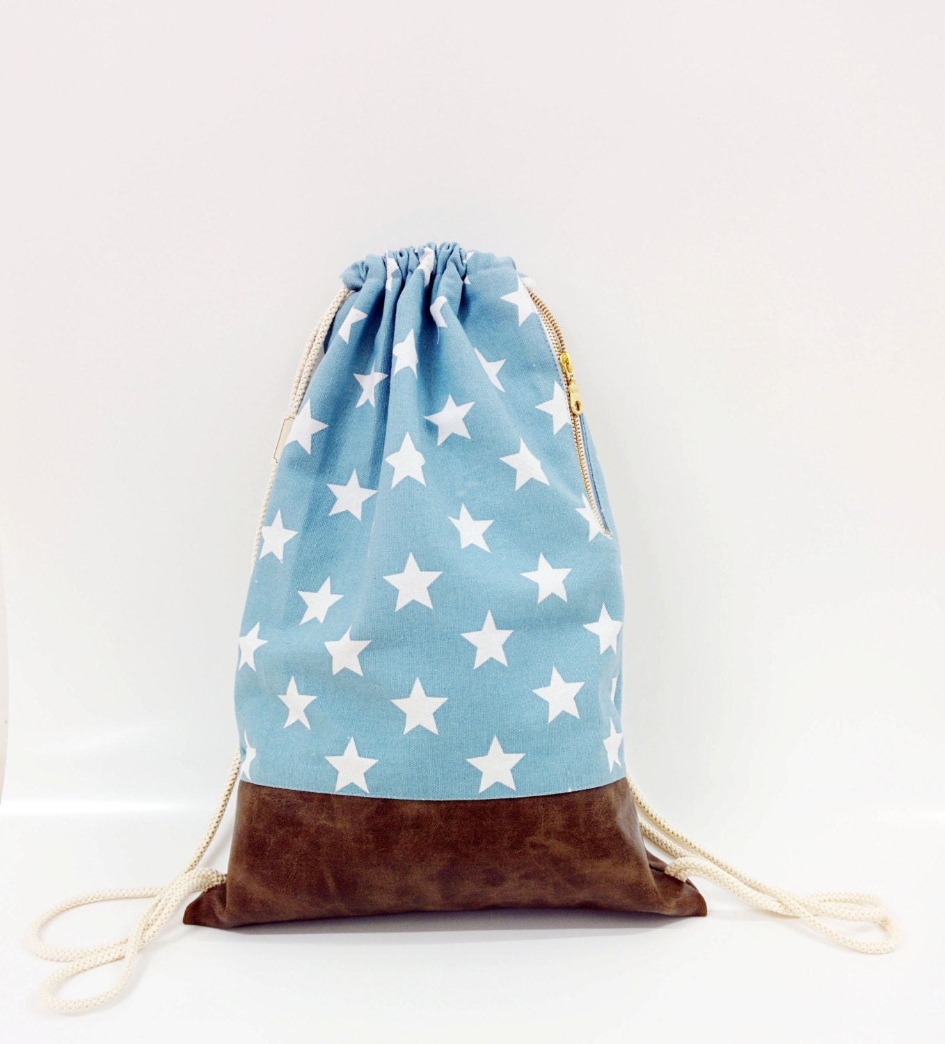brown drawstring backpack
