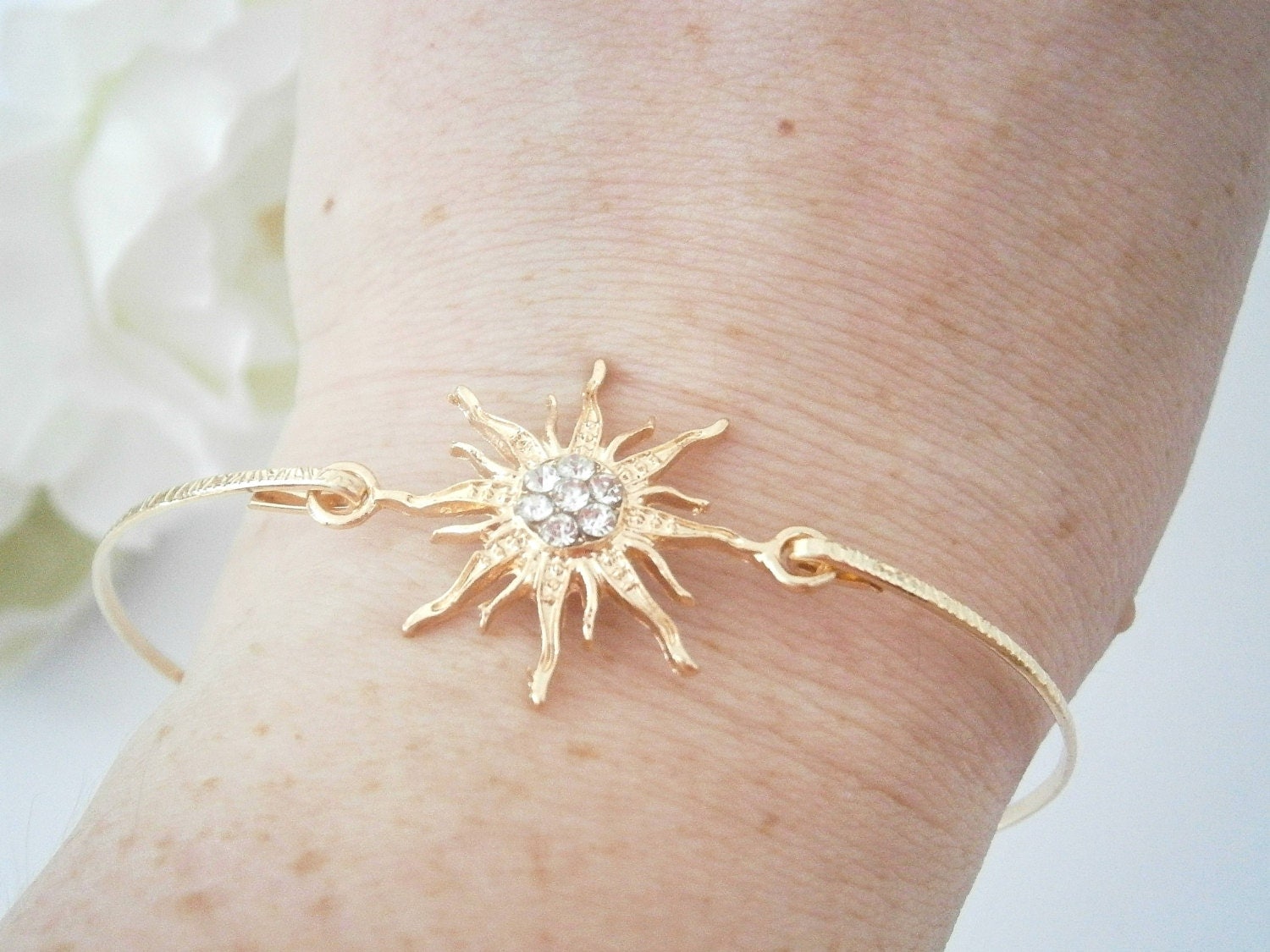 Sun Bangle Bracelet Rhinestone Bracelets by GlamorousSparkle