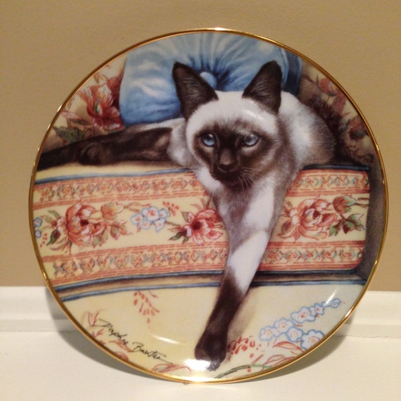 Franklin Mint Collectible Plate Siamese Cat Blues Eyes Limited