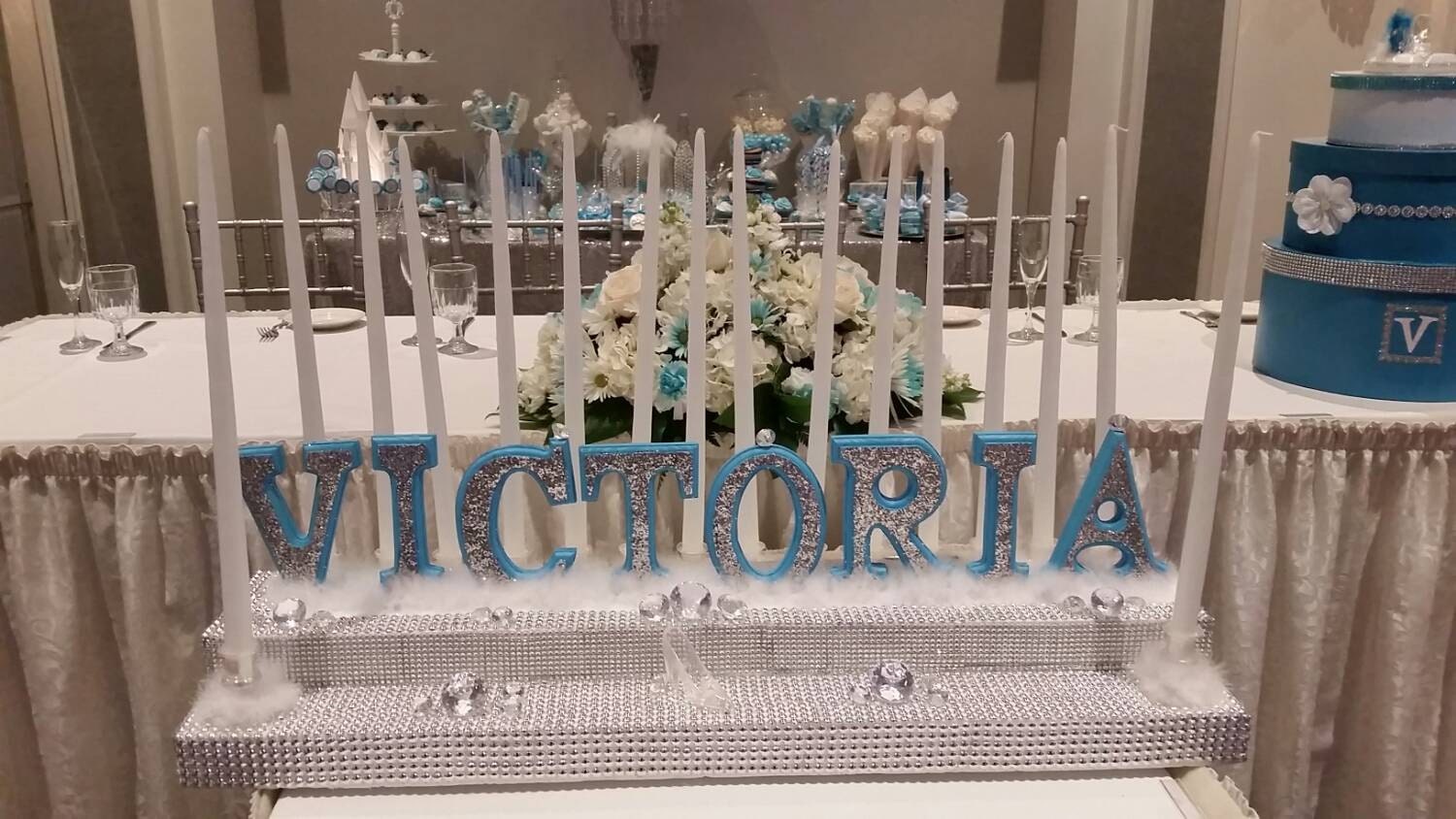 Personalized Candlelabra for sweet 16 candle ceremony candle