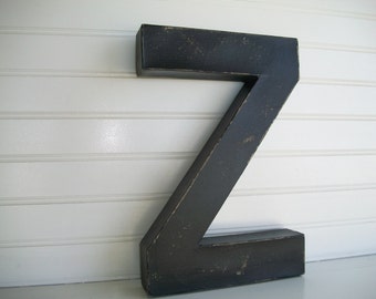Name Letter . Distressed Wall Letter . Rustic . Black . Industrial . Minimalist . Custom Painted Letter