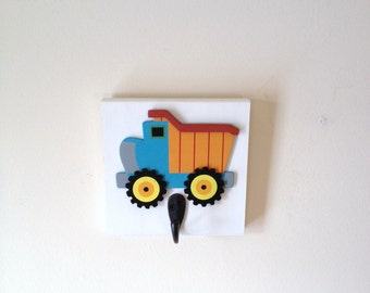 Boys Bedroom Dump Truck Theme Single Wall Hook Trucks Boy Nursery Room Decor Boys Trucks Wall Decor