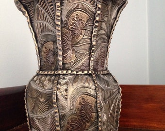 Textured Metallic Polymer Clay Vase, Glass Vase, Decor, Handmade Vase, OOAK, Home Decor, Polymer Clay Art