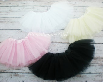 Baby Girl Black Tutu- Baby Girl White Tutu- Baby Girl Ivory Tutu- Baby Girl Light Pink Tutu- Infant Girl Tutu- Birthday Tutu- Smashcake Tutu