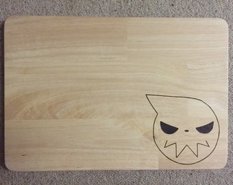 Large Hand Burned Soul Eater Pyrography Chopping Board