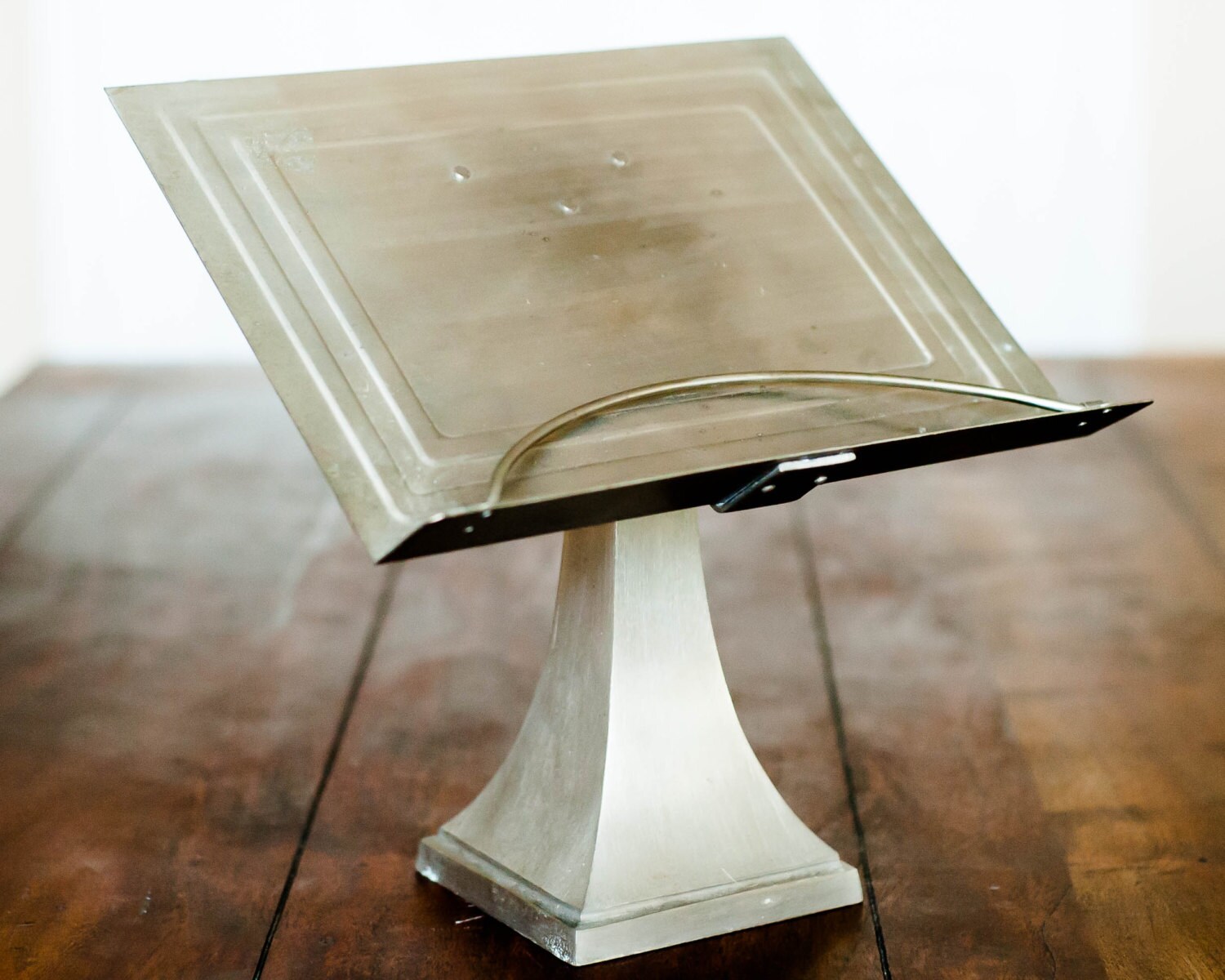 Vintage Silver Pedestal Table Top Podium by WindstoneVintage