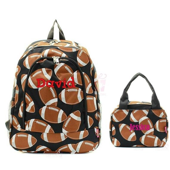 Items similar to Personalized Football Backpack Matching Lunch Bag Set