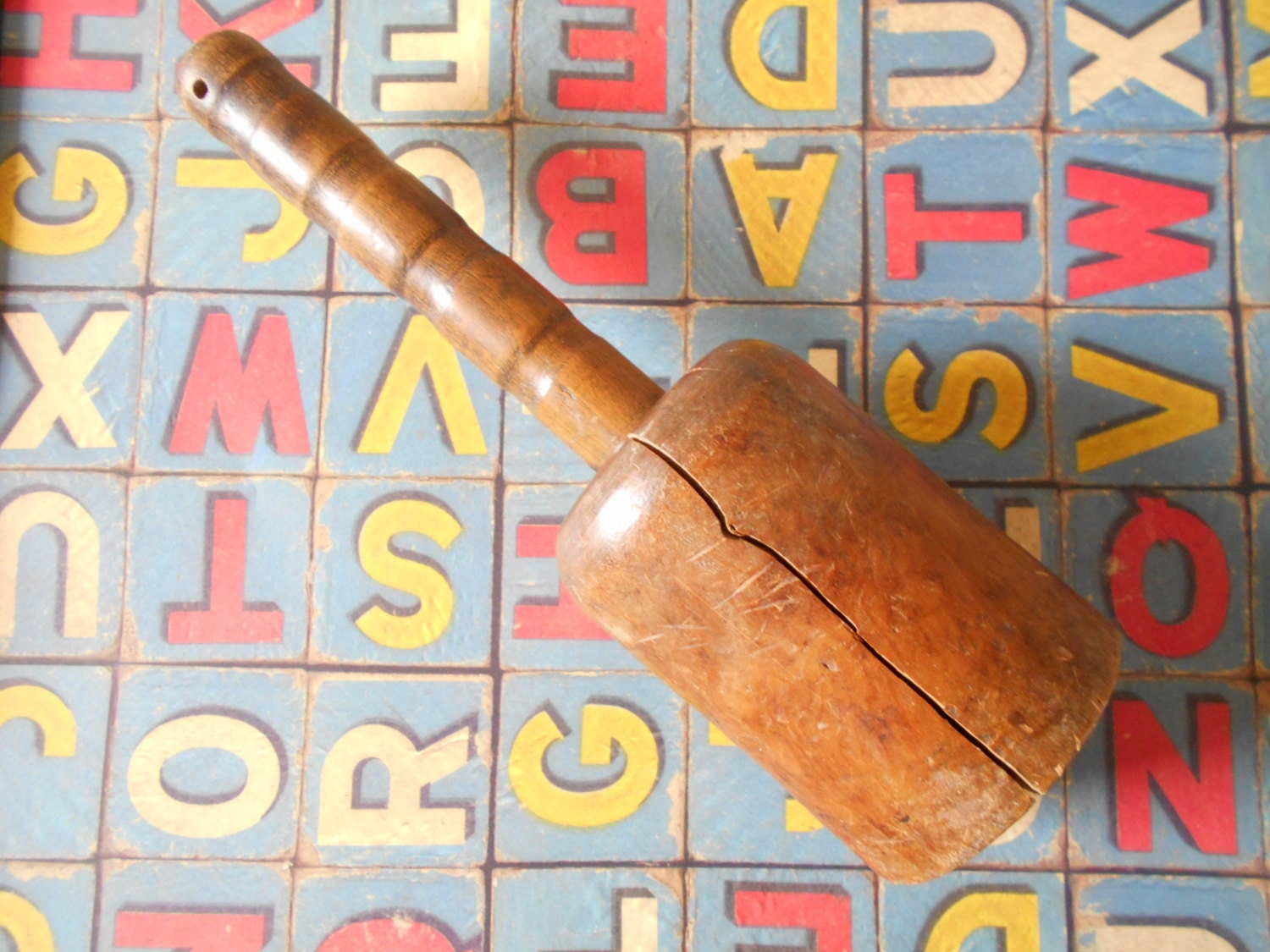 Antique wooden pestle, primitive herb grinder, rustic farmhouse kitchen