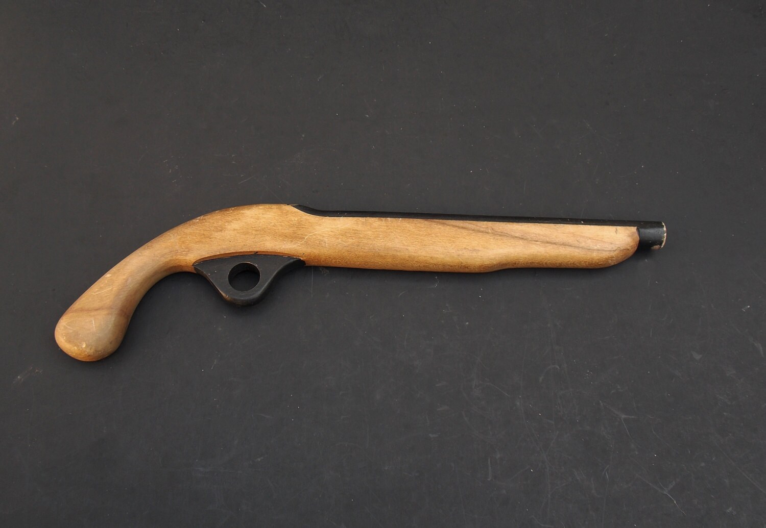 Vintage Wood Wooden Toy Gun Black Powder Pistol Colonial