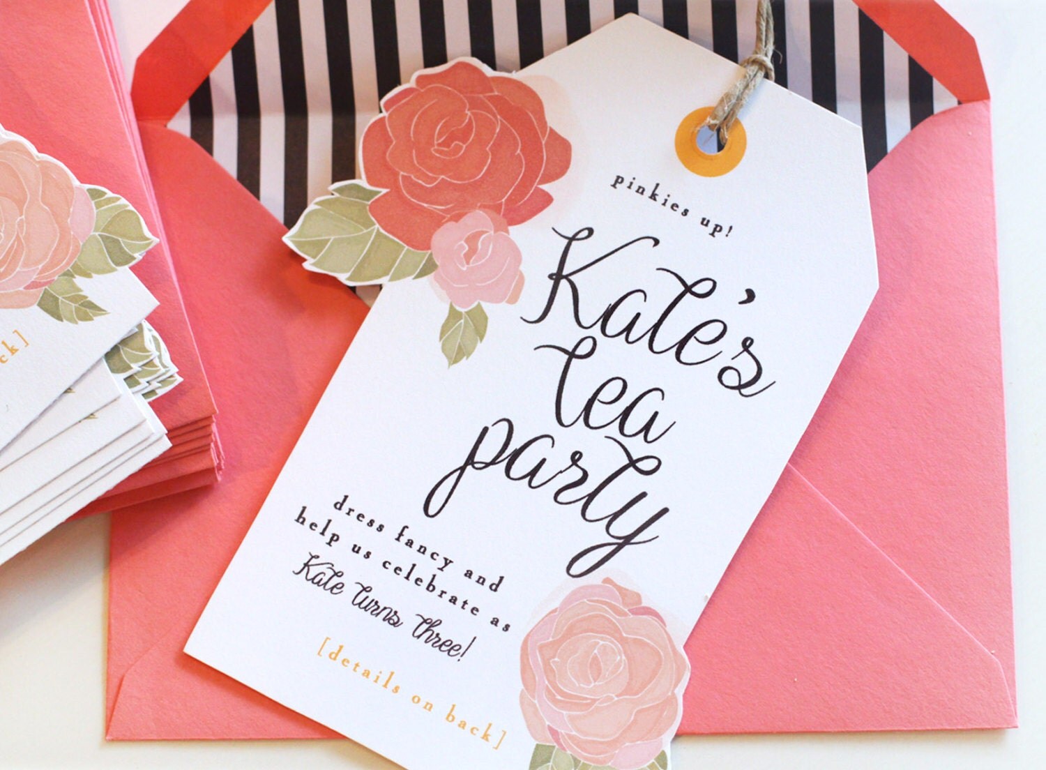 Printable Tea Party Invitation Tea Bag Cut Out Floral