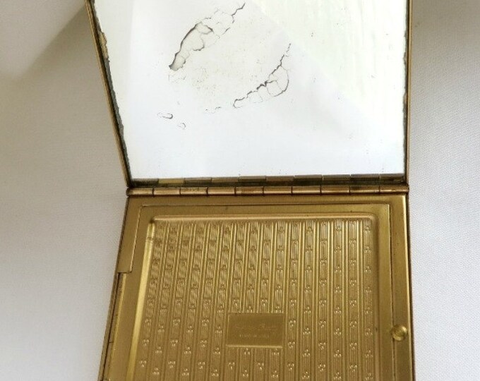 Elgin American Beauty Gold Tone Compact, Vintage Scrolled Flowers Makeup Case