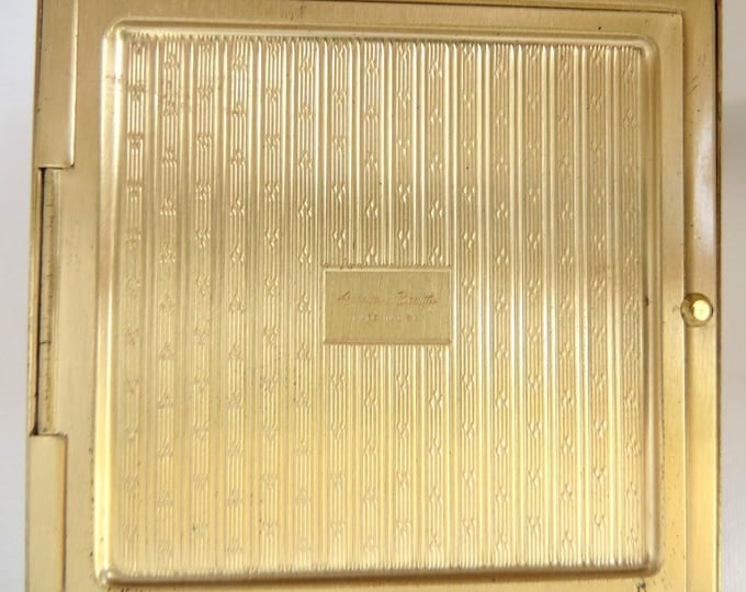 Elgin American Beauty Gold Tone Compact, Vintage Scrolled Flowers Makeup Case