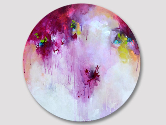 Original abstract round painting abstract art round one of a