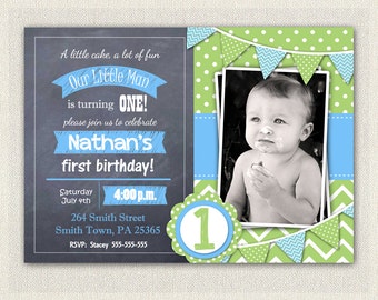 Boys 1st Birthday Invitation / Blue and by PixiePerfectParties