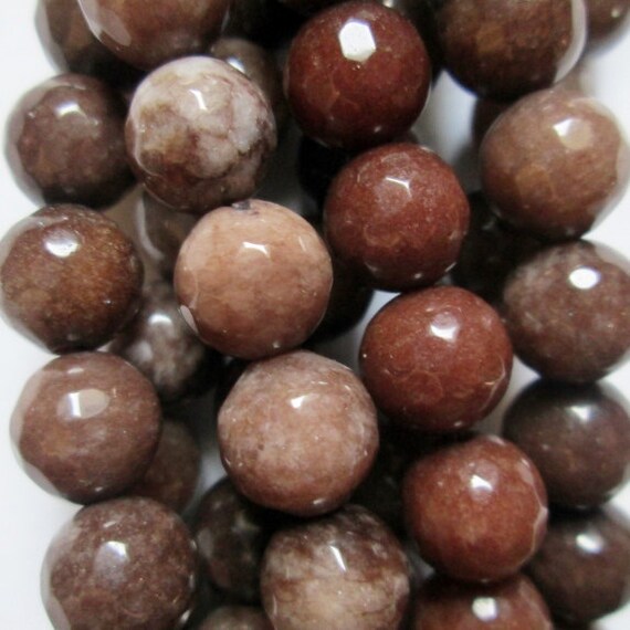 8 mm Faceted Dark Chocolate Quartz Round 8 mm Colored Quartz beads, Semi Precious Gemstone