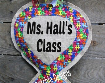 Autism Awareness Door Hanger* Autism Ribbon Burlap Door Hanger* Autism Wreath* Autism Ribbon Awareness* Autism Puzzle