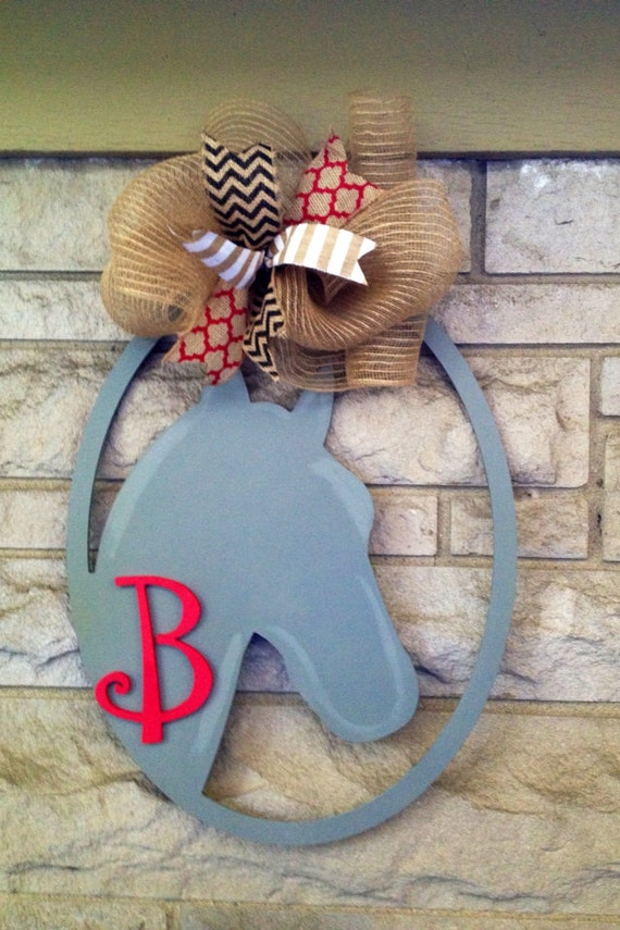 Monogram horse head door hanger/wreath