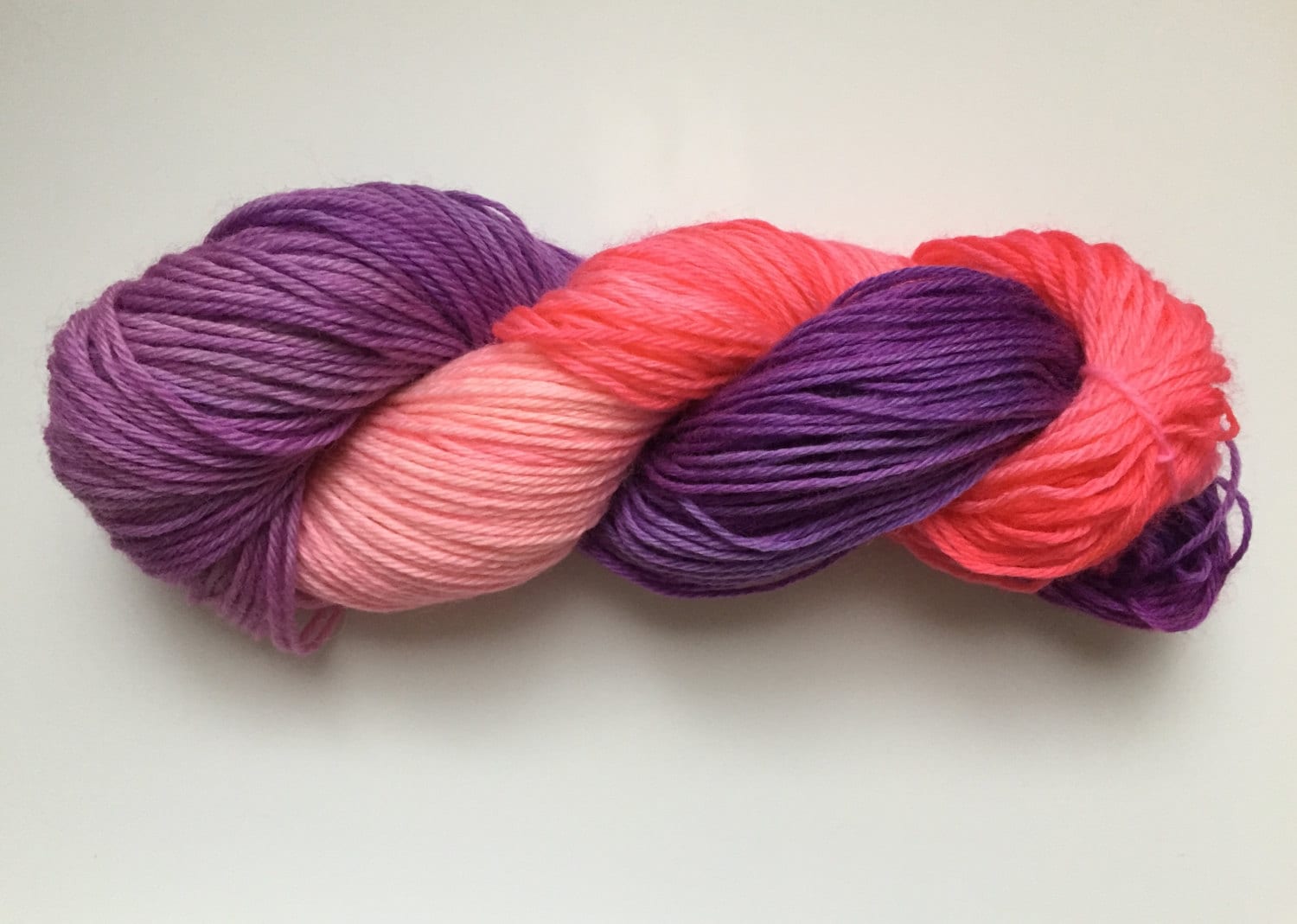 Hand Dyed Yarn Vibrant Pink and Purple by FrenchCreekFibers